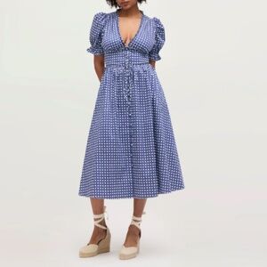Hill House Blue & White Polka Dot Midi Dress